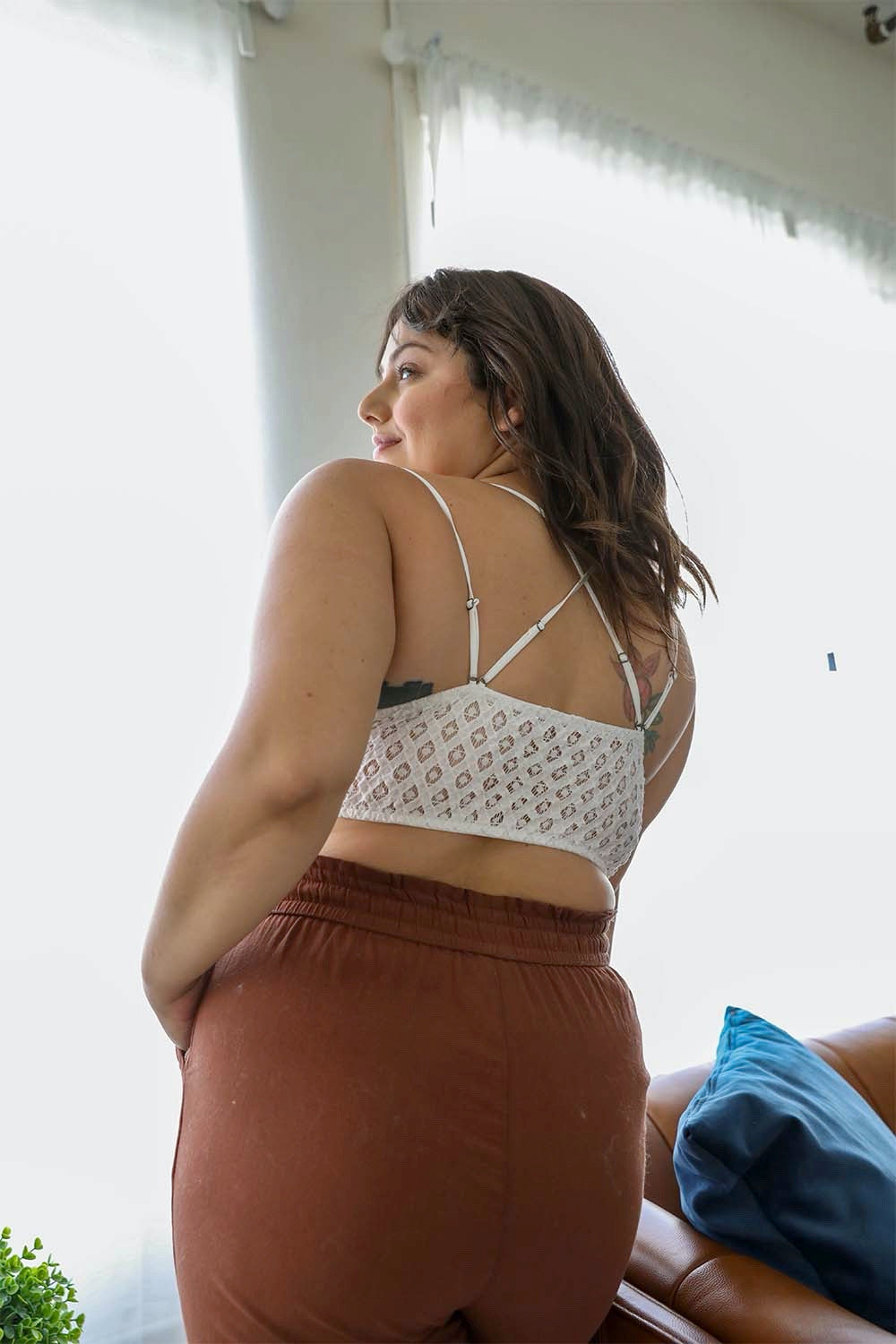 Plus Size Crochet Lace Longline Bralette