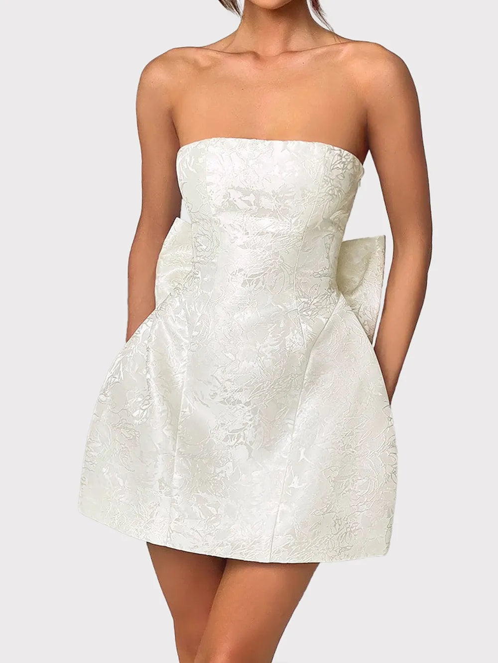 White Bow-Back Satin Mini Dress Secondary image