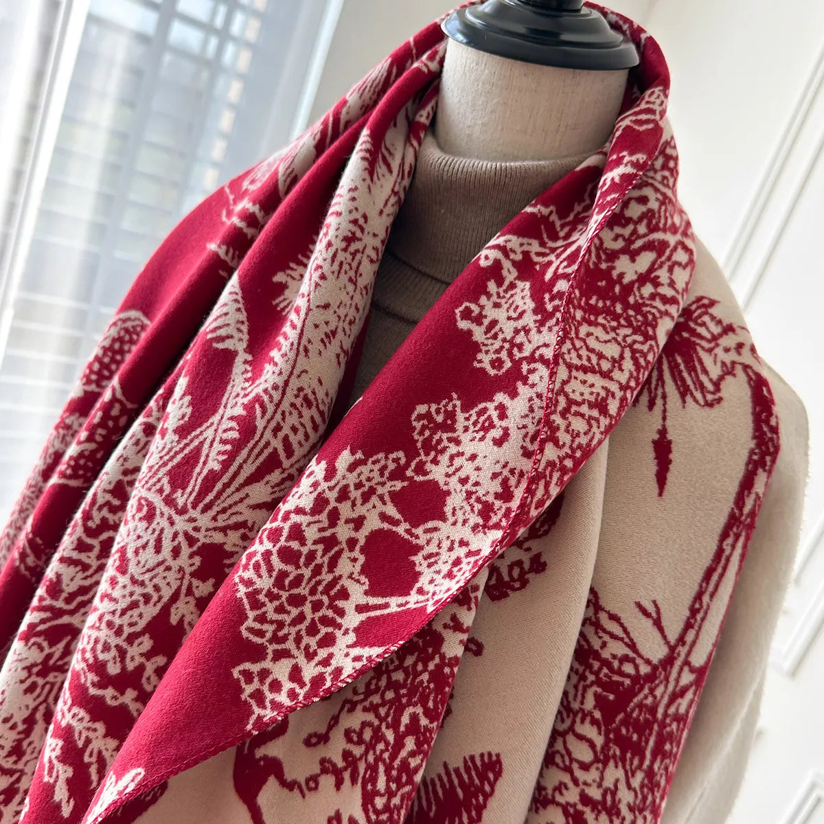 Raw Hem Floral Winter Scarf Secondary image