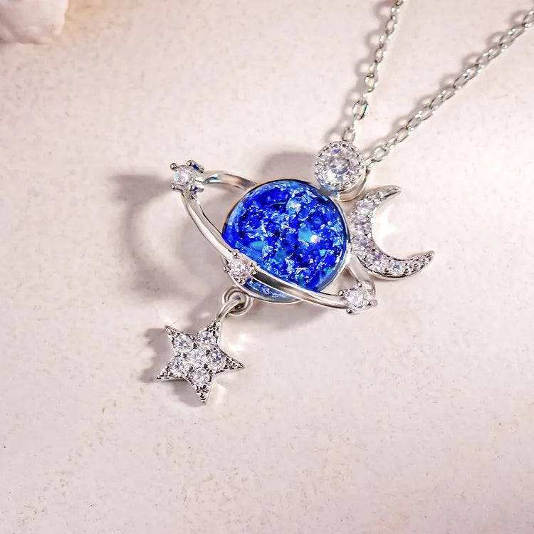 Starry Sky Moon & Star Zircon Pendant Necklace Secondary image