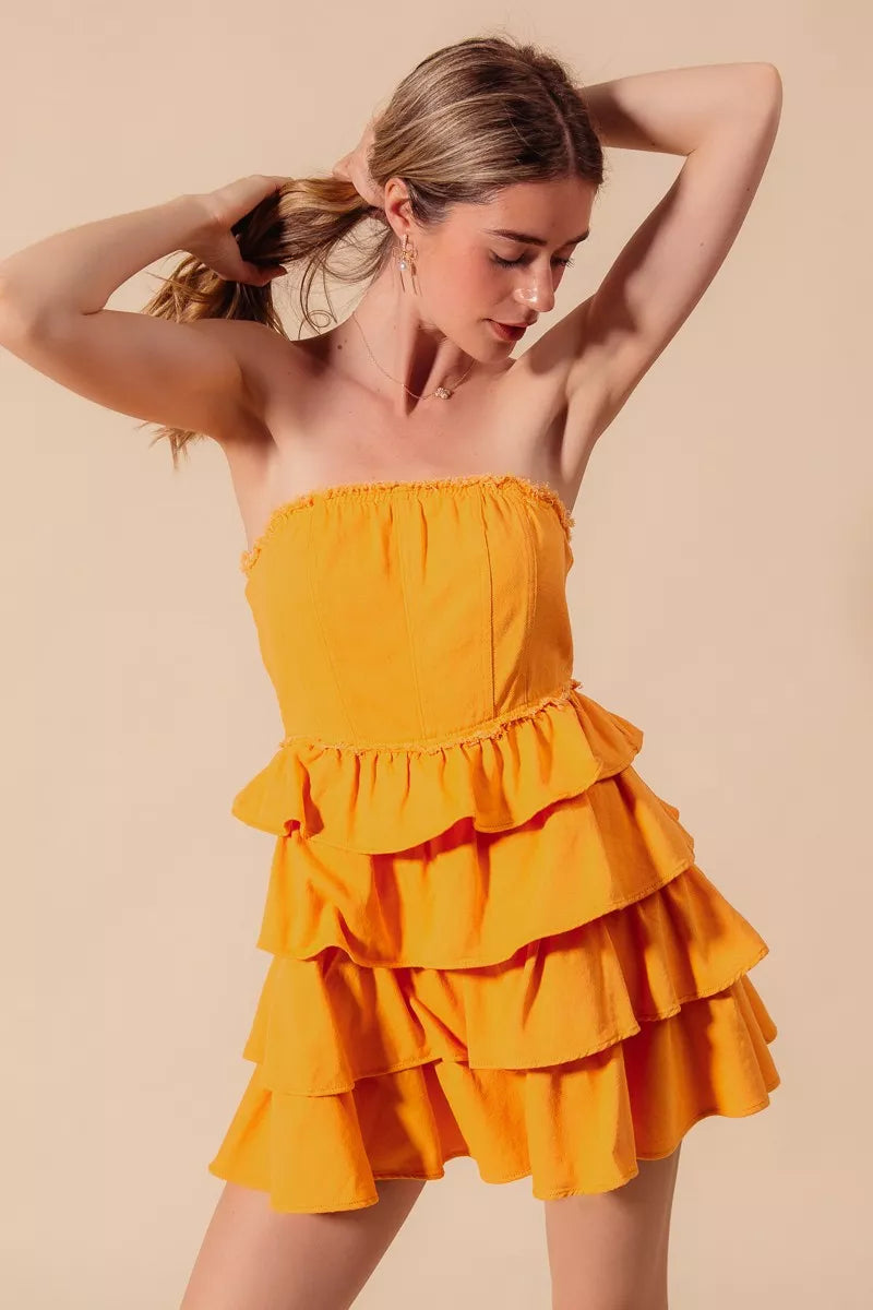 Strapless Ruffle Layered Mini Dress Secondary image