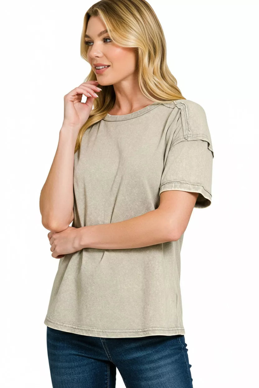 Acid Wash Round Neck T-Shirt Secondary image