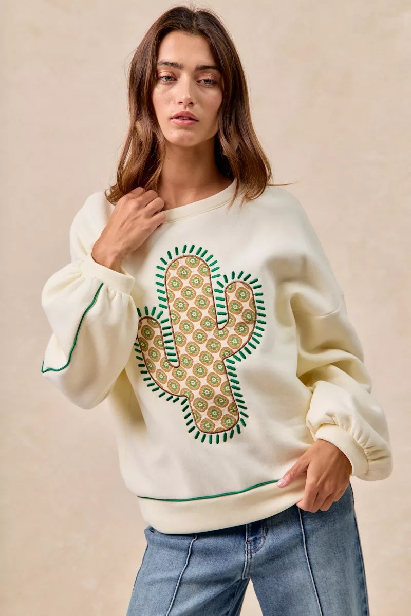 Cactus Embroidered Fleece Sweatshirt Secondary image