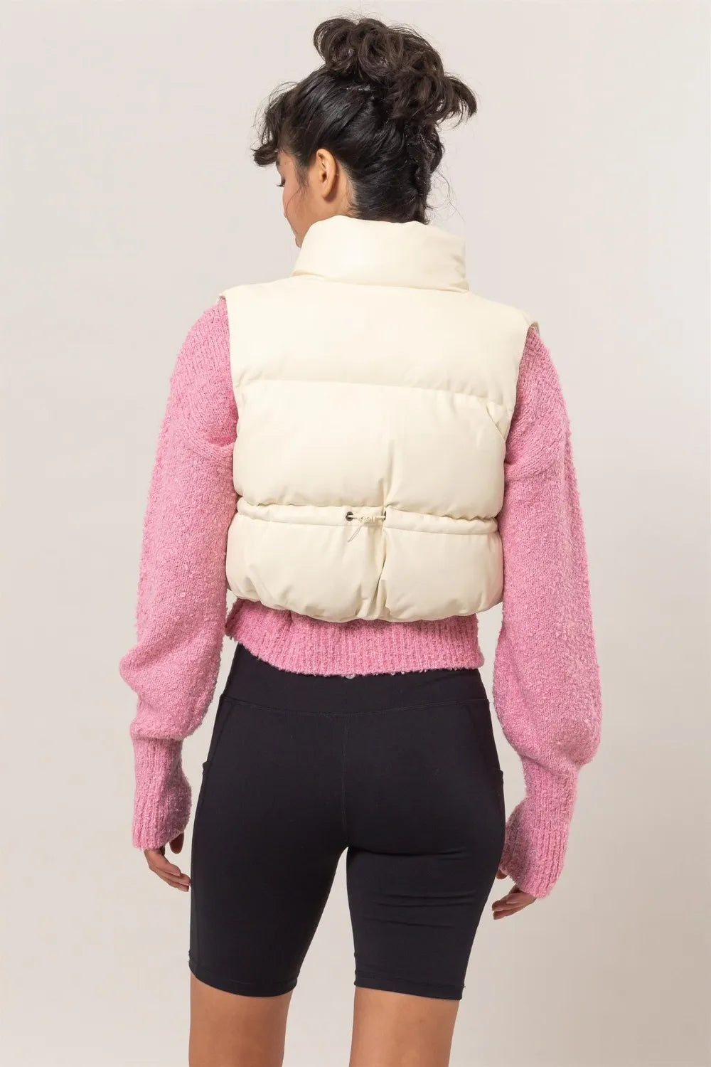 Cropped Faux Leather Puffer Vest Secondary image