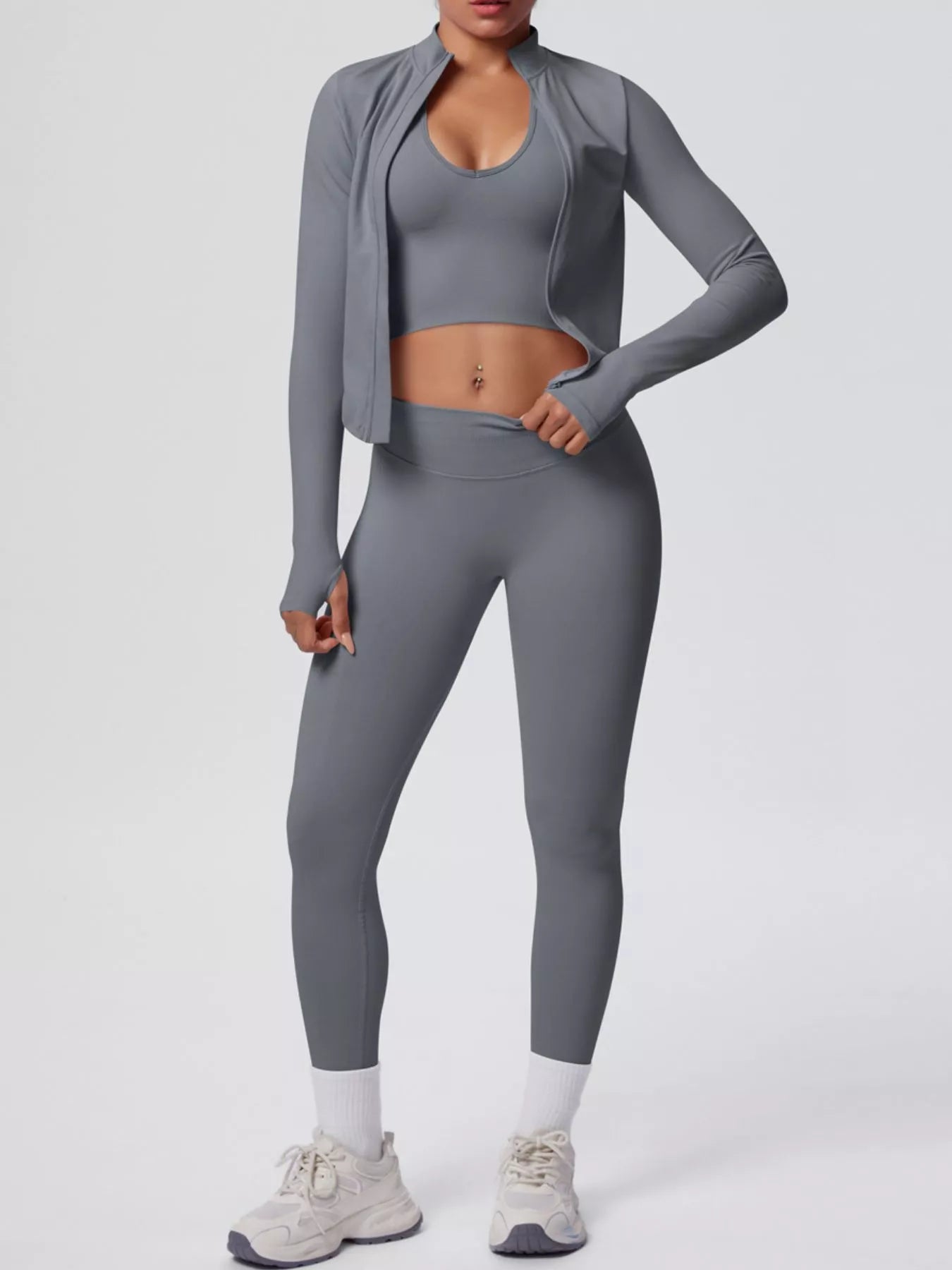 Tank, Zip-Up Jacket & Leggings Active Set Secondary image
