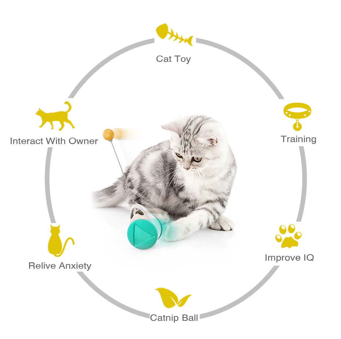 Interactive Rocking & Spinning Cat Toy