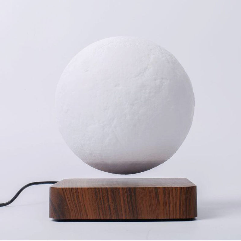 Levitating 3D Moon Lamp with Wood Base