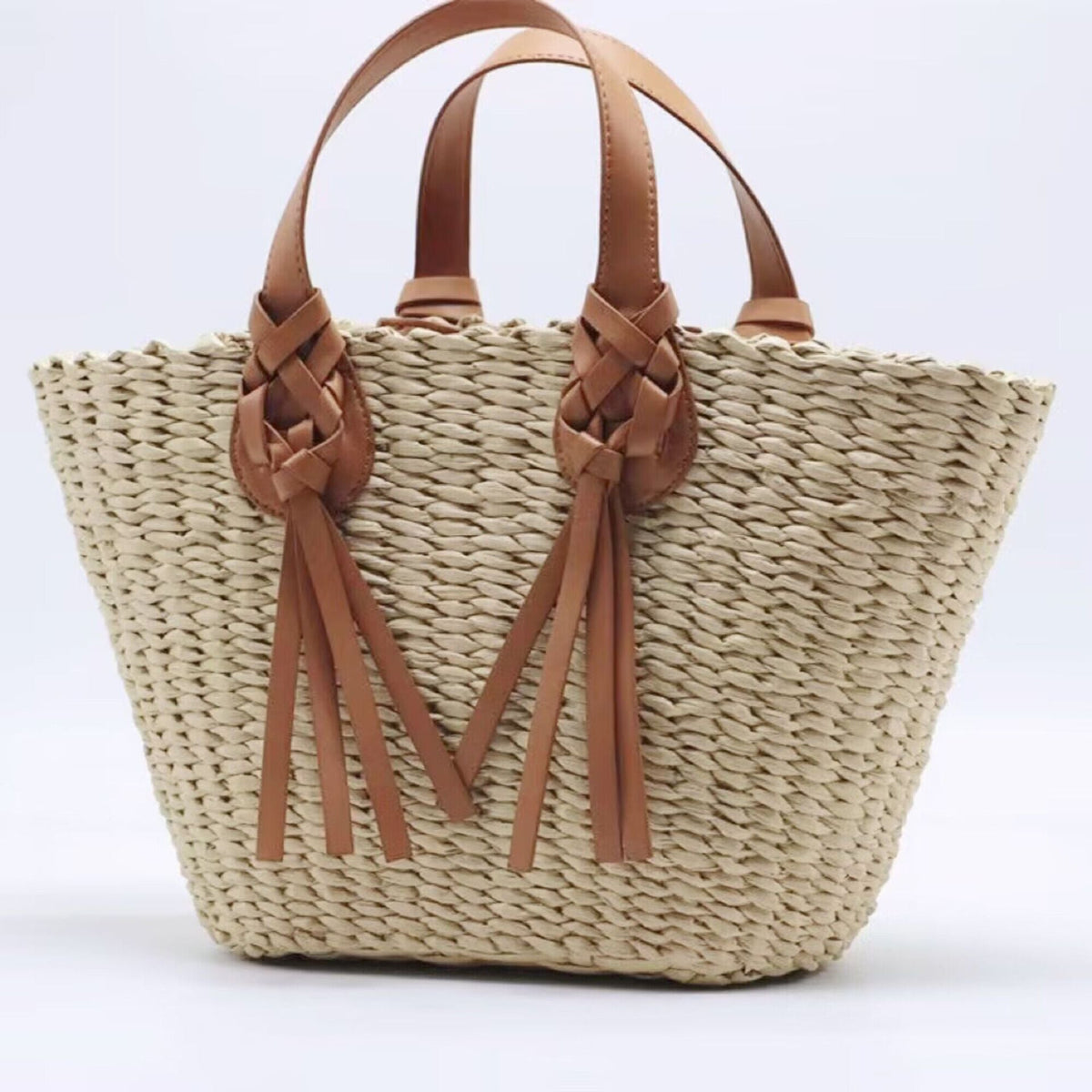 Riviera Knot Handle Straw Tote Main image