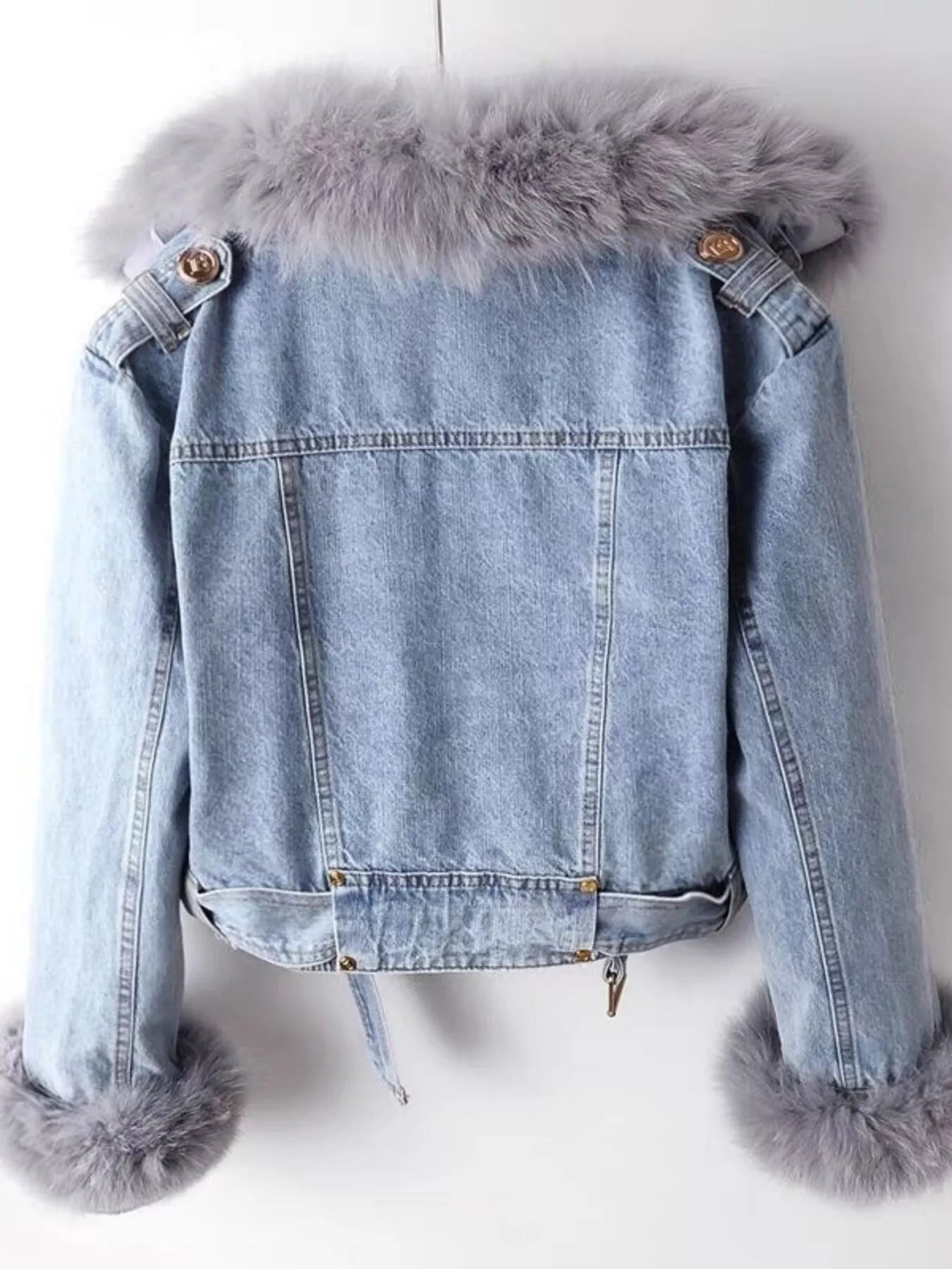 Faux Fur Collar Denim Jacket Secondary image