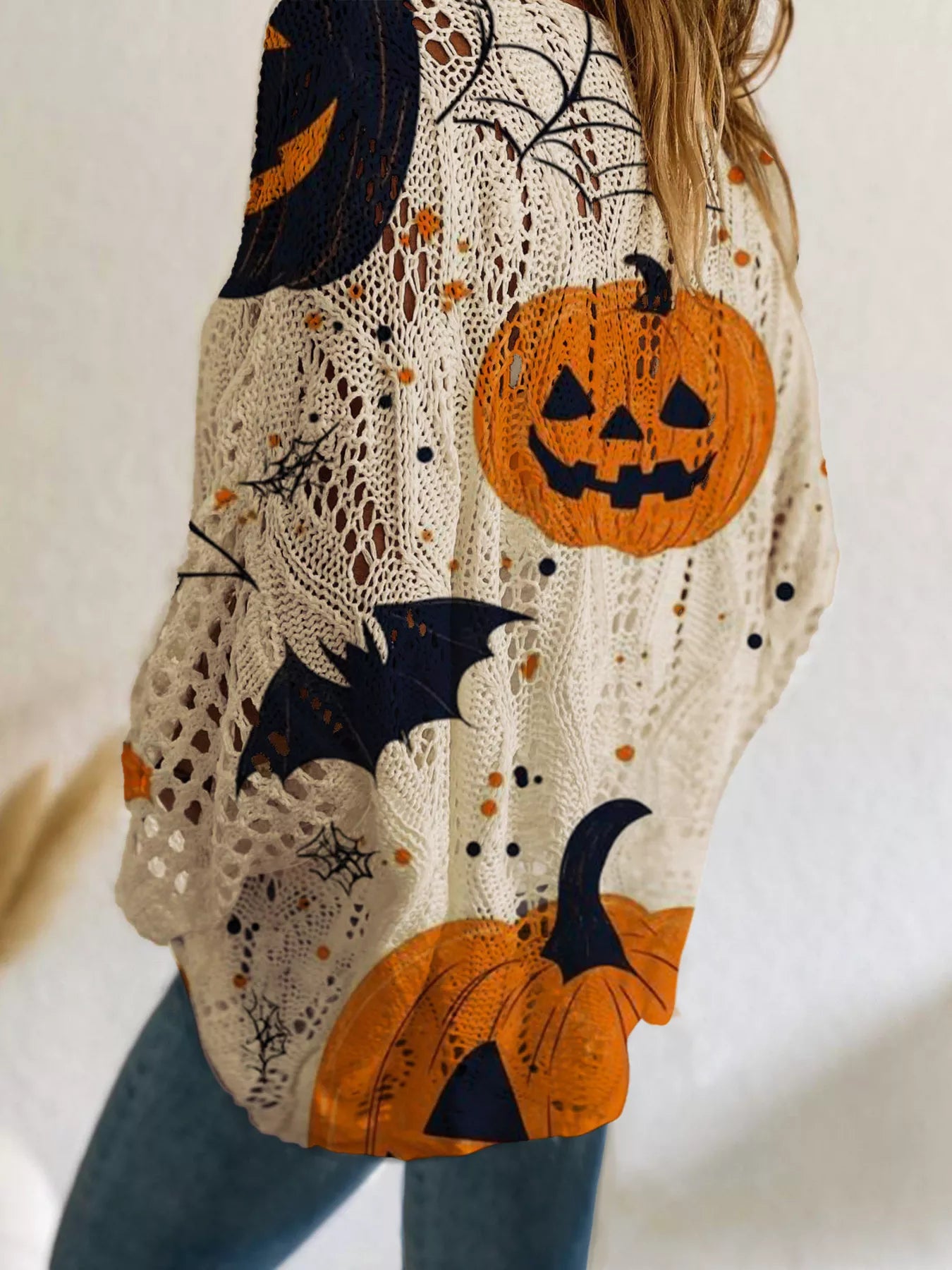 Halloween Pumpkin Openwork Knit Sweater Secondary image