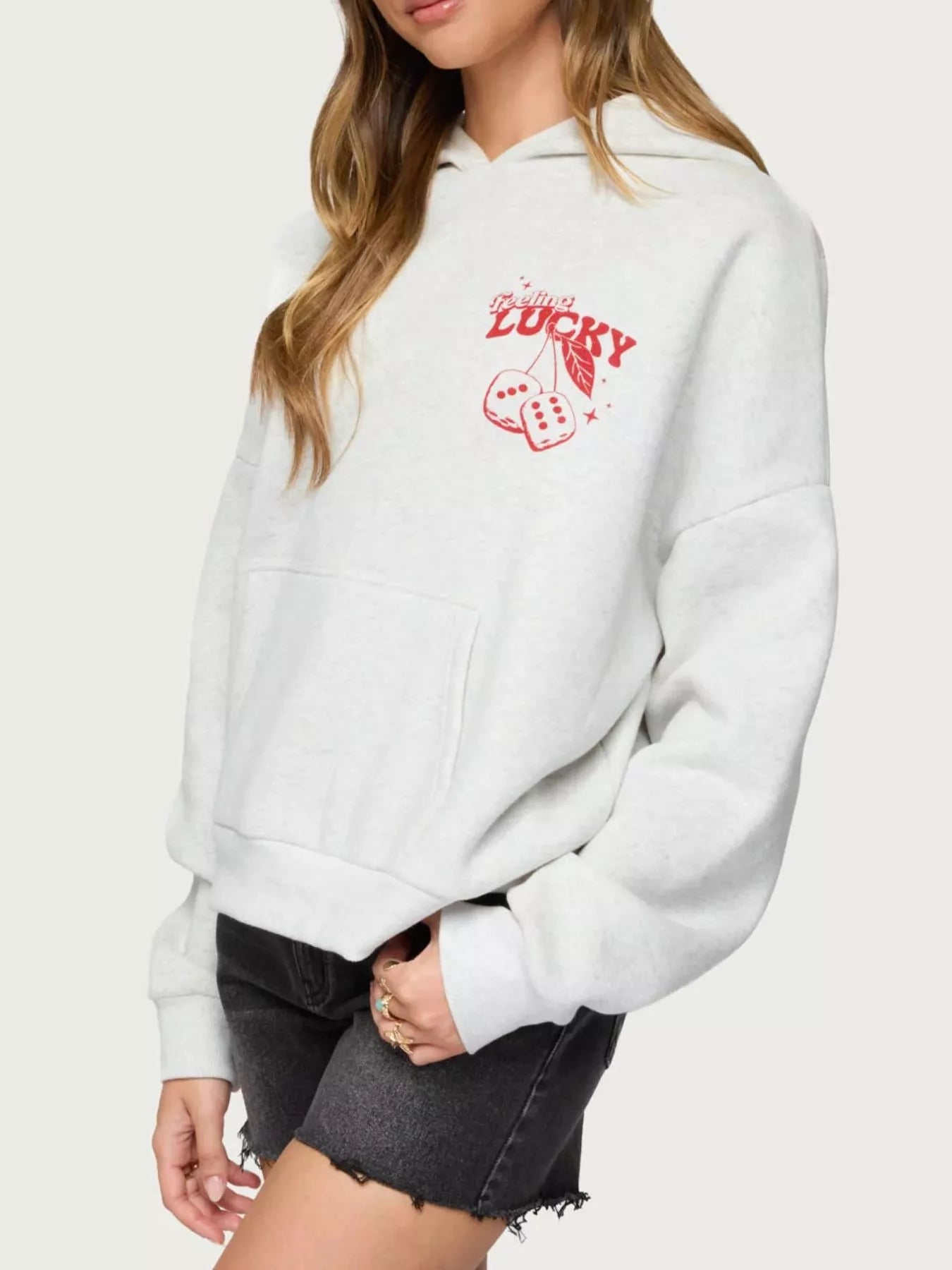 Feeling Lucky Graphic Drop-Shoulder Hoodie Secondary image