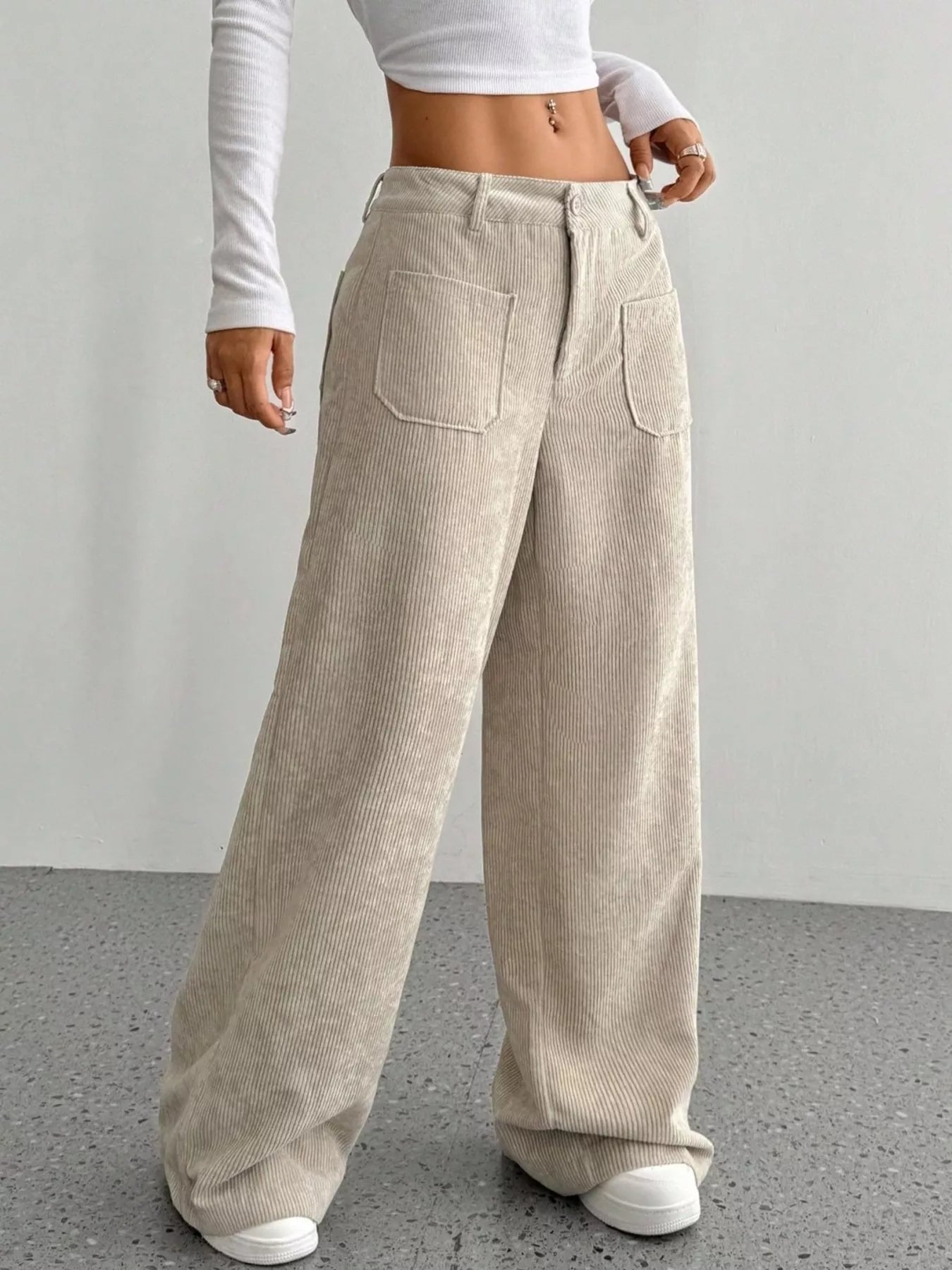 Wide-Leg Corduroy Pocket Pants Secondary image