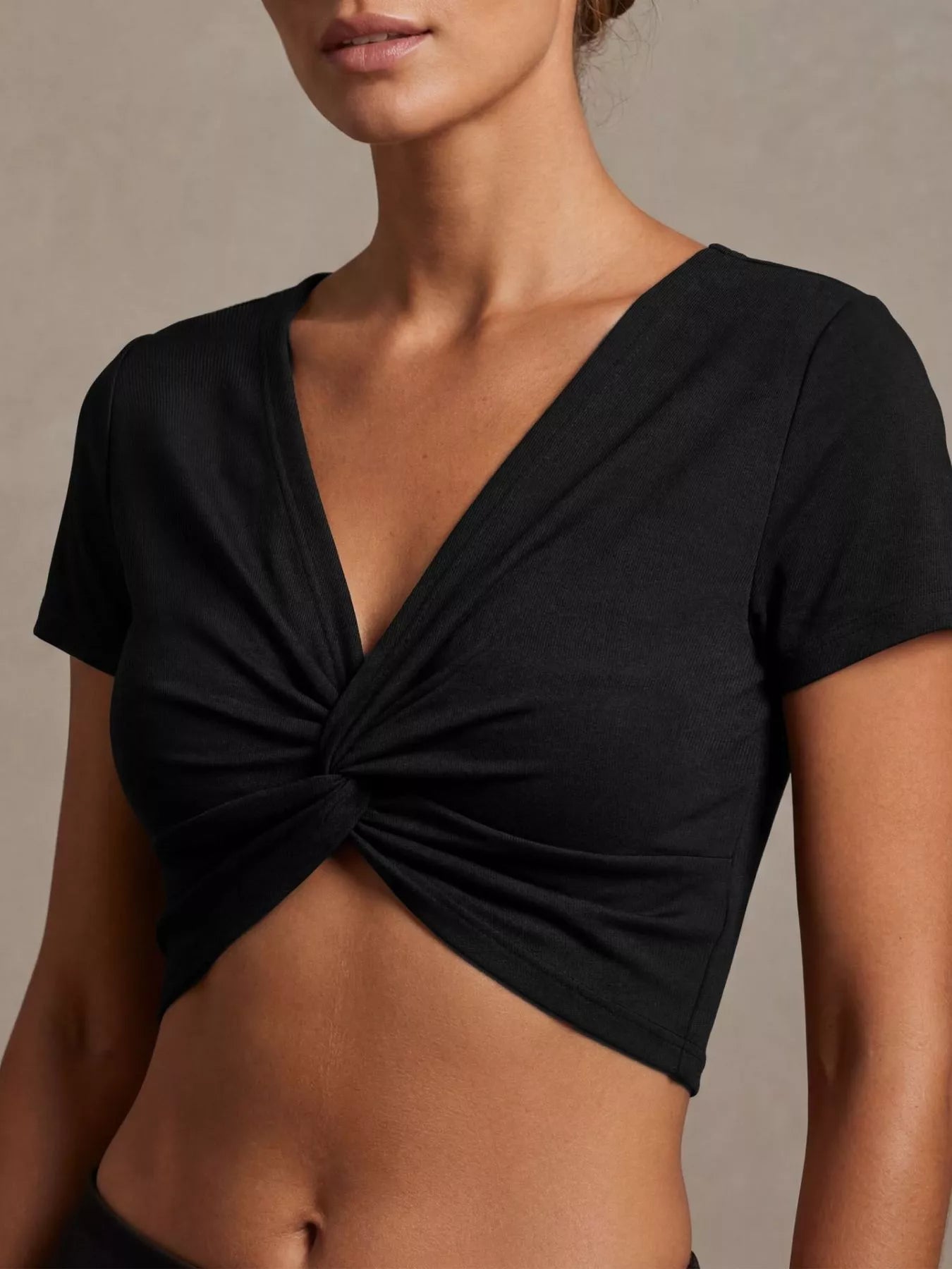 Twist-Front Cropped Tee Secondary image