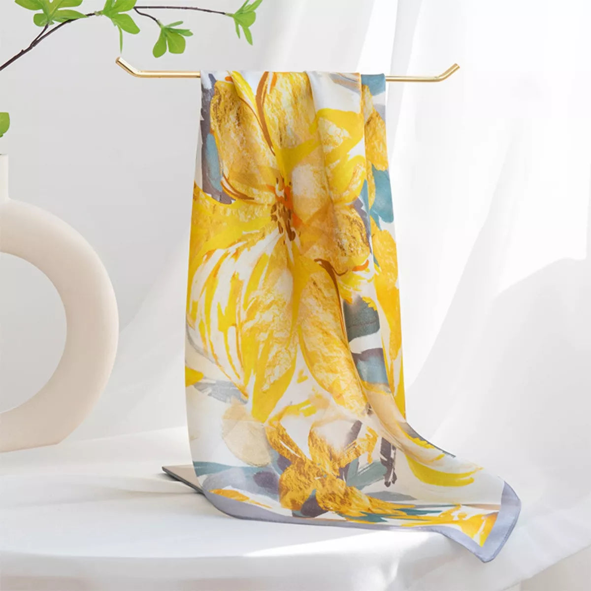 Floral Print Silk Square Scarf Secondary image
